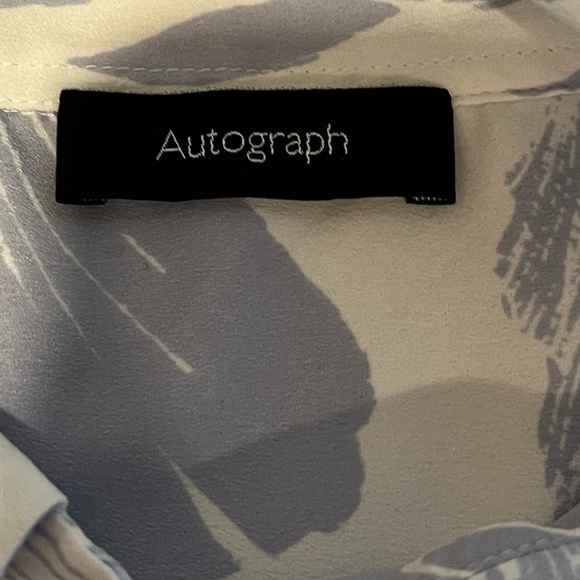 🩵 AUTOGRAPH M&S Blue Feather Print Blouse – Size EUR 46 - Picture 2 of 9